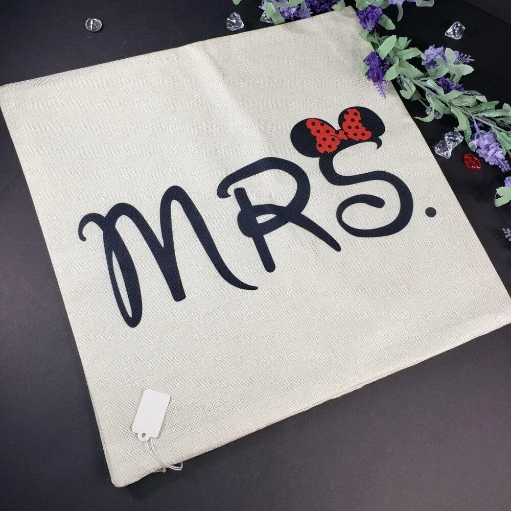 MRS Minnie Mouse Ears Sham Pillowcase Throw Accent Cushion Cover Home Decor